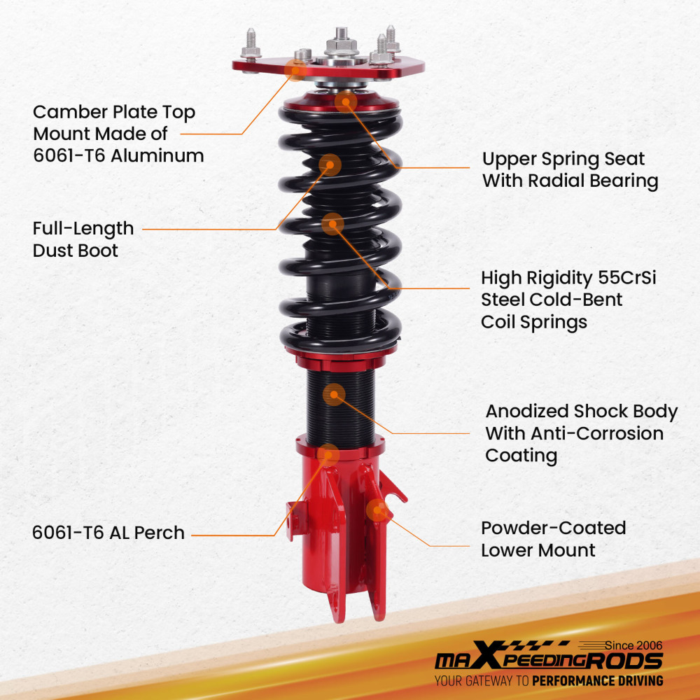 4x Coilovers compatible for Subaru Impreza WRX & STi (GDA/GDB) 2000-2007 Suspension Struts